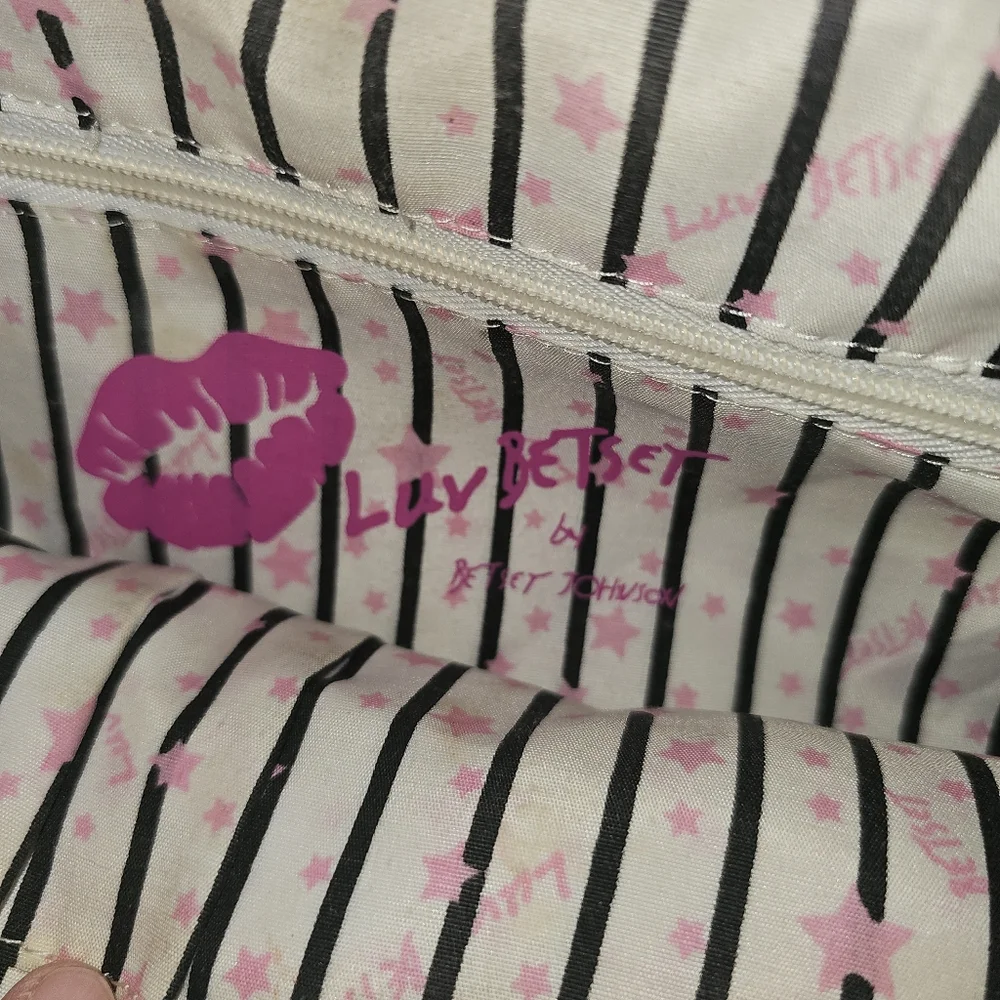 💰Luv Betsey Chic Black and Pink Quilted Backpack